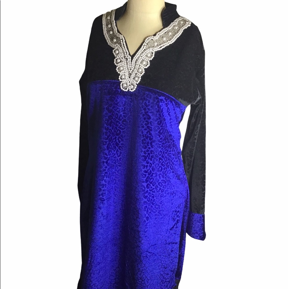 Blue Flame  Velvet Dress, Xl , EUC